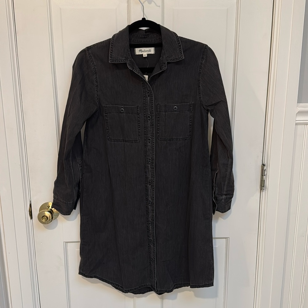 NWT Madewell Black Denim Long Sleeve Shirtdress